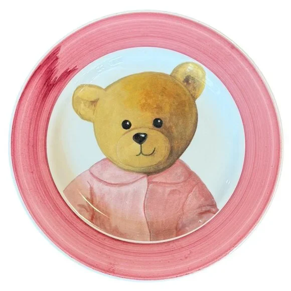 2 Vintage Italian Alimenti Teddy bear 8" plates - Picture 11 of 13